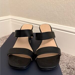 Kelly & Katie Black Double-Strap Slide Mules